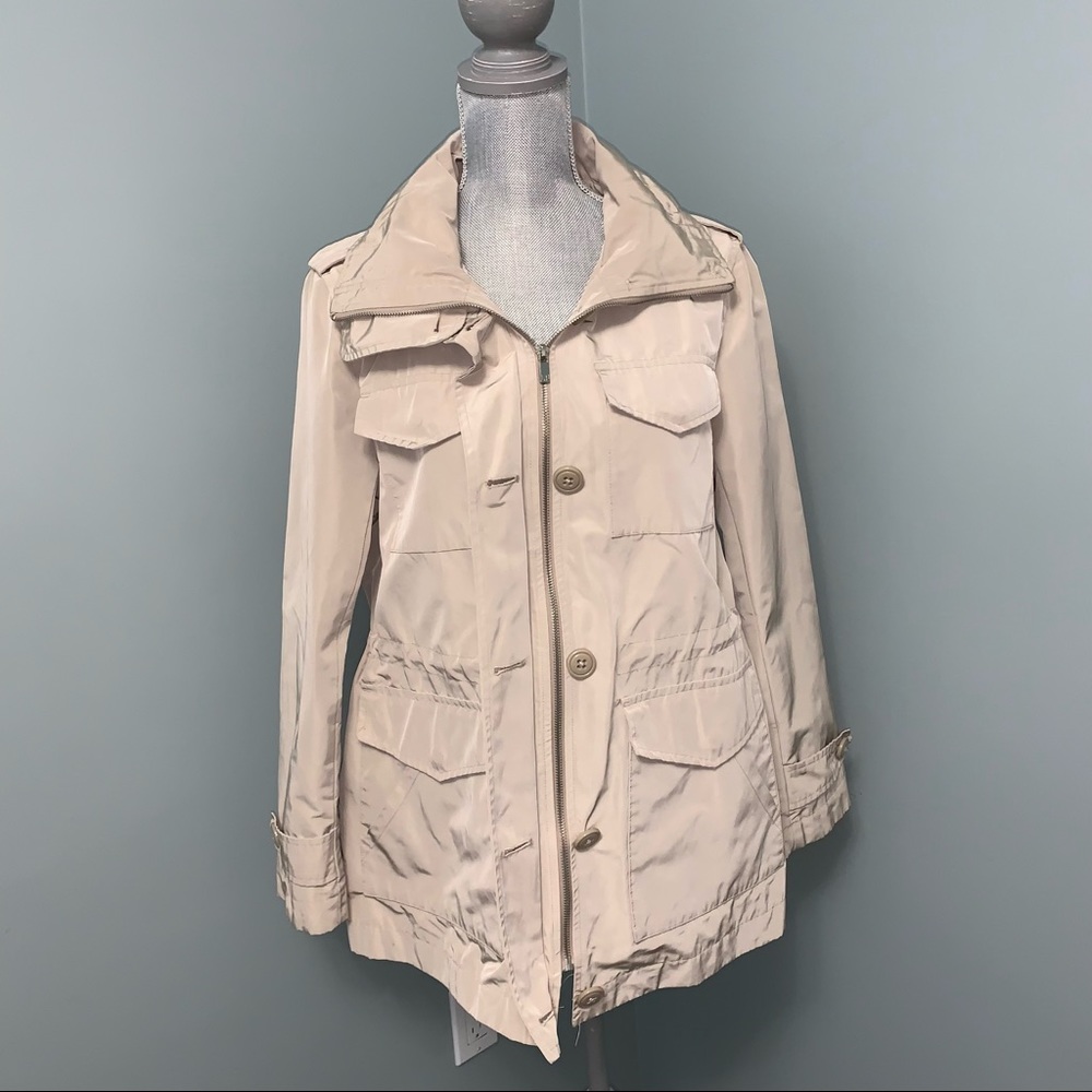 LONDON FOG lightweight spring tan hooded Jacket women’s size Medium - Picture 3 of 14